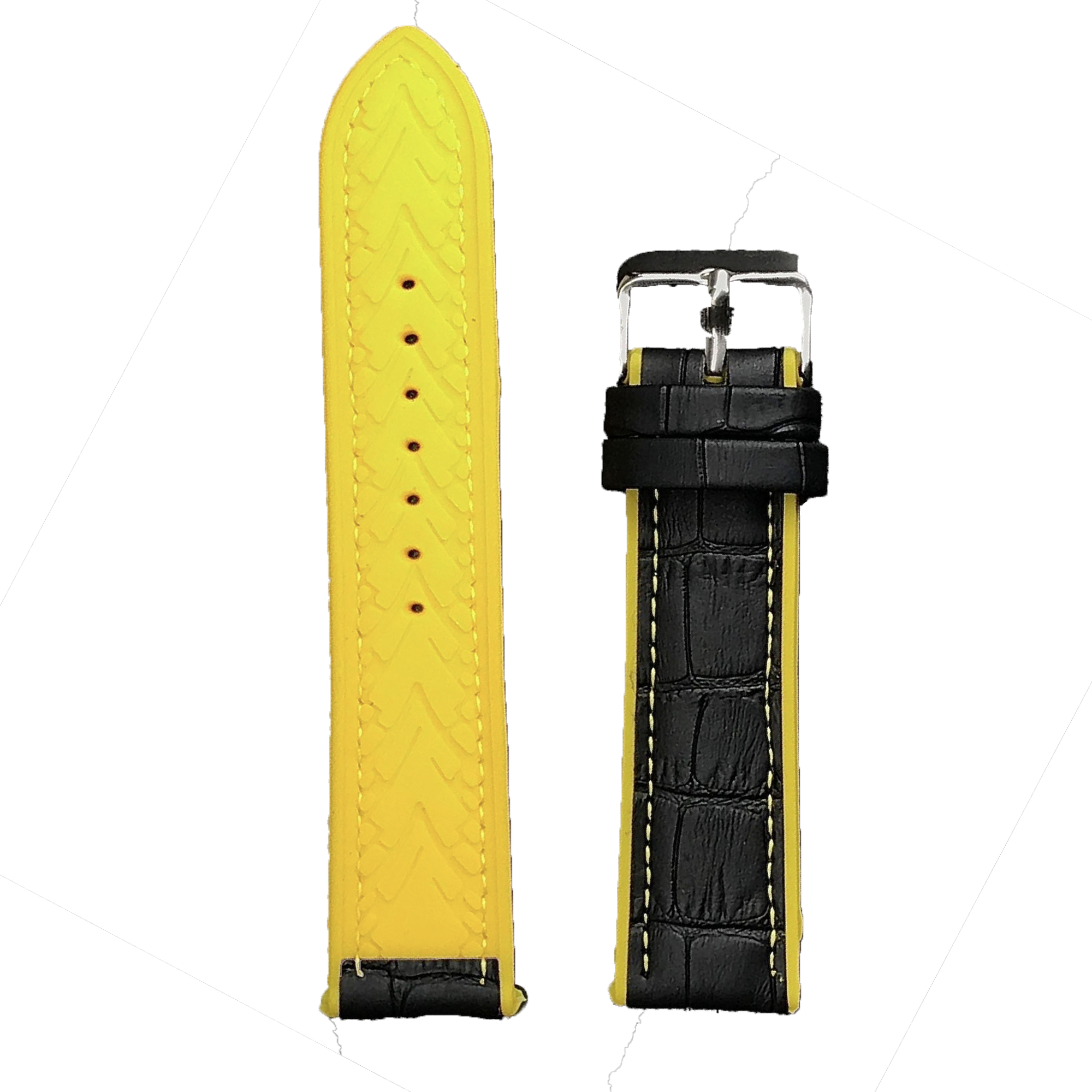 Halifax Watch Bands - Crocodile Embossed Silicone/Leather Hybrid