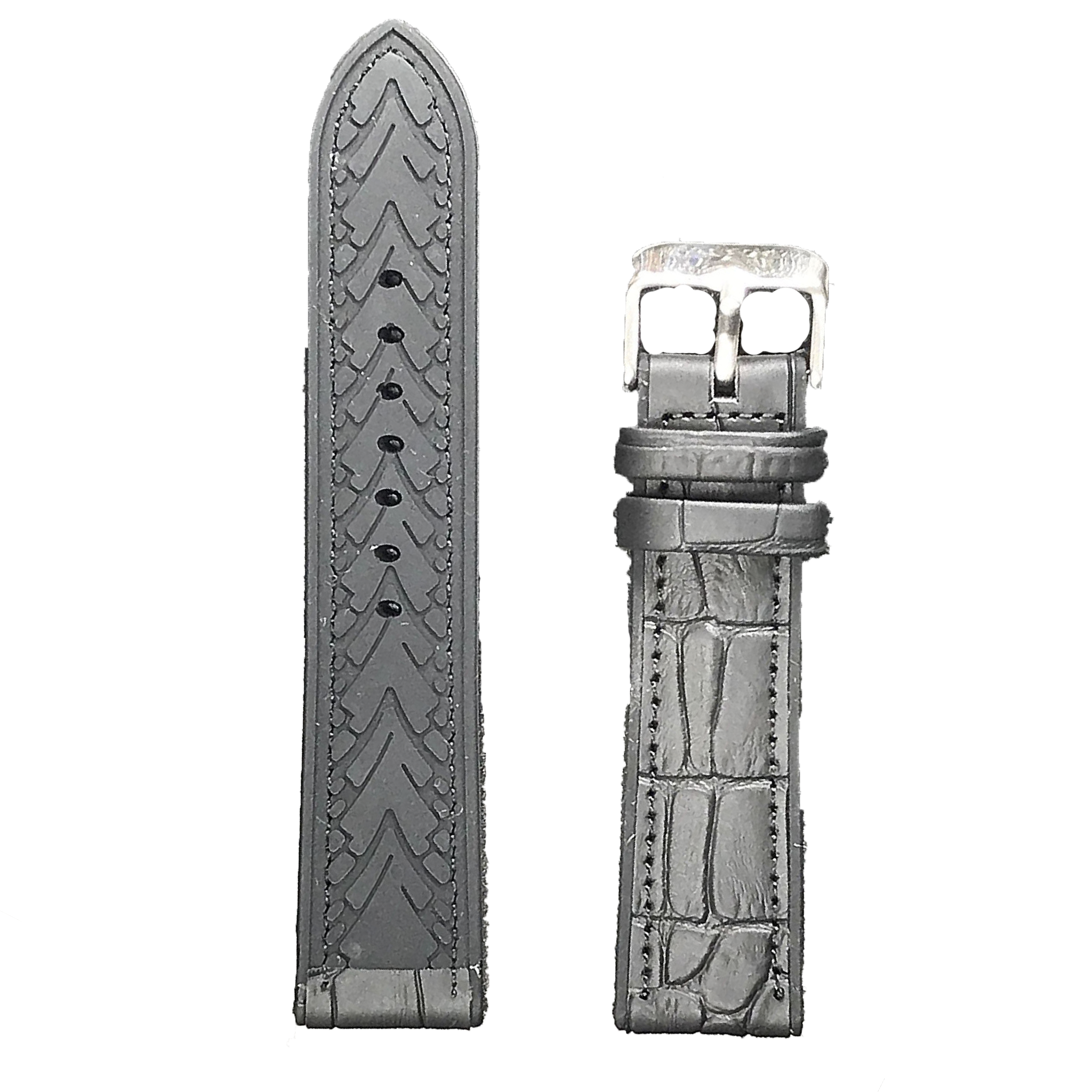 Halifax Watch Bands - Crocodile Embossed Silicone/Leather Hybrid