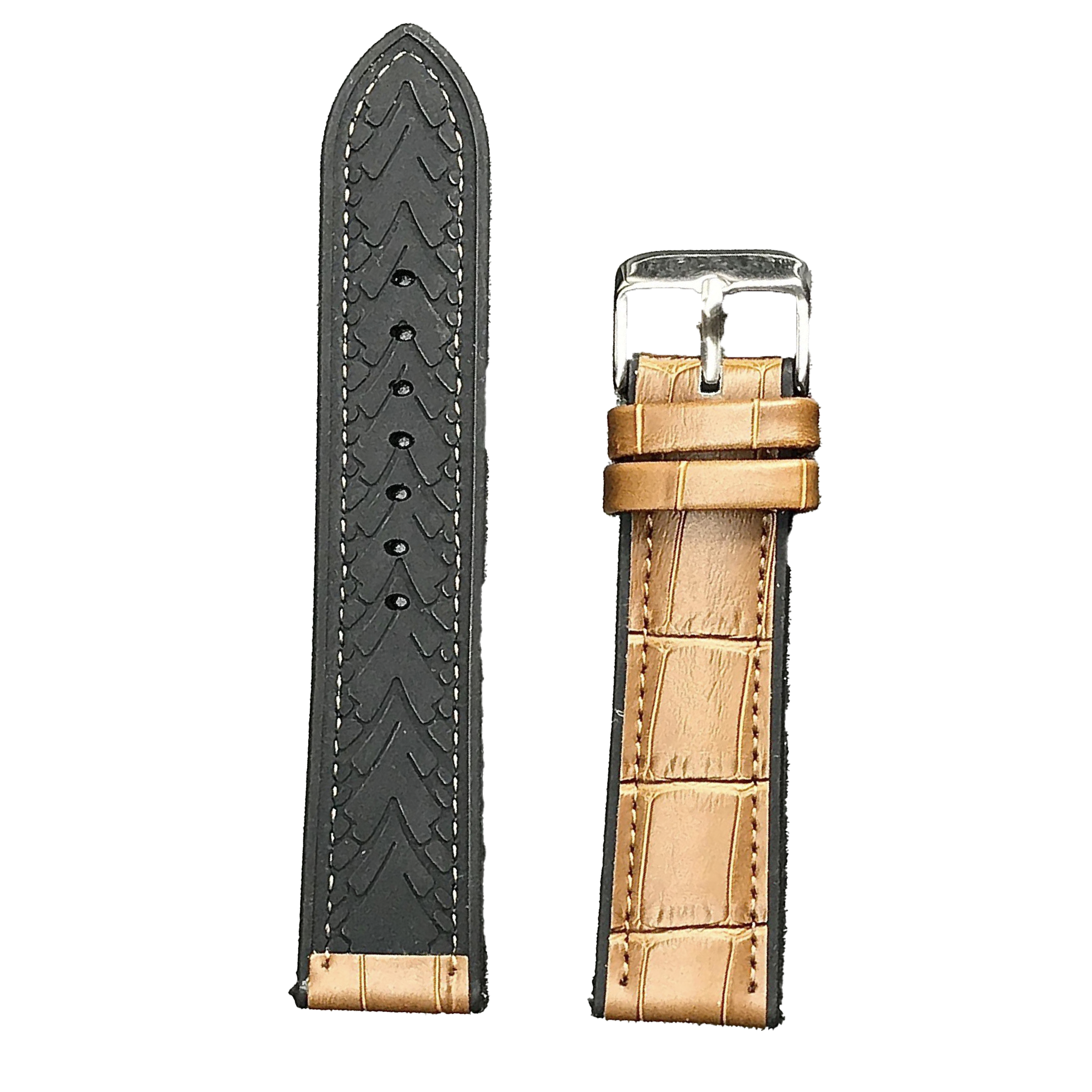 Halifax Watch Bands - Crocodile Embossed Silicone/Leather Hybrid