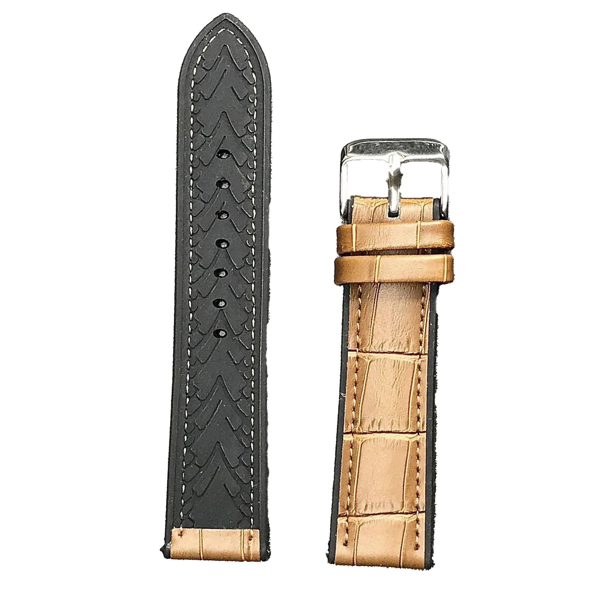 Halifax Watch Bands - Crocodile Embossed Silicone/Leather Hybrid
