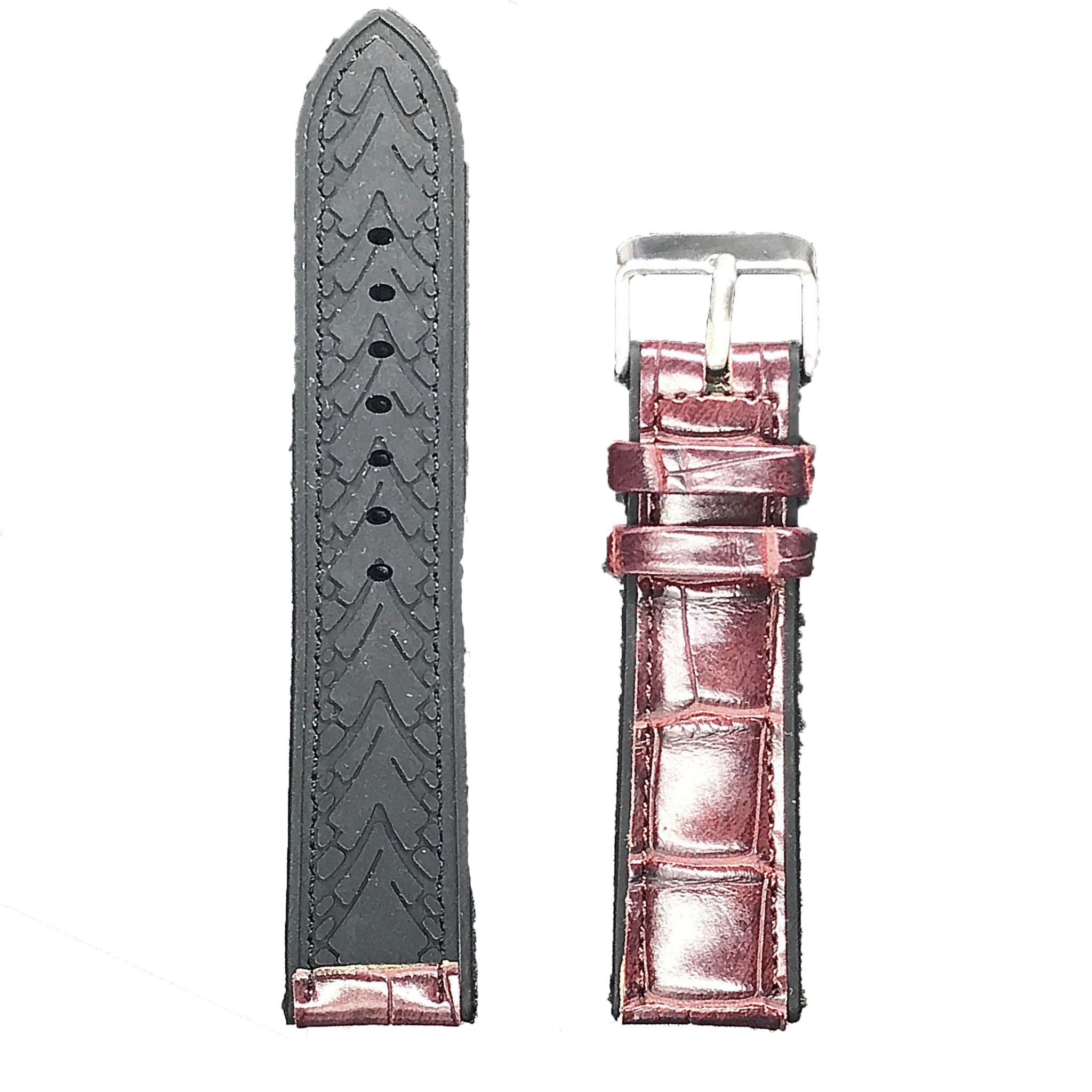 Halifax Watch Bands - Crocodile Embossed Silicone/Leather Hybrid