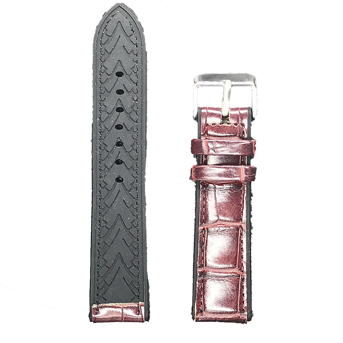 Halifax Watch Bands - Crocodile Embossed Silicone/Leather Hybrid