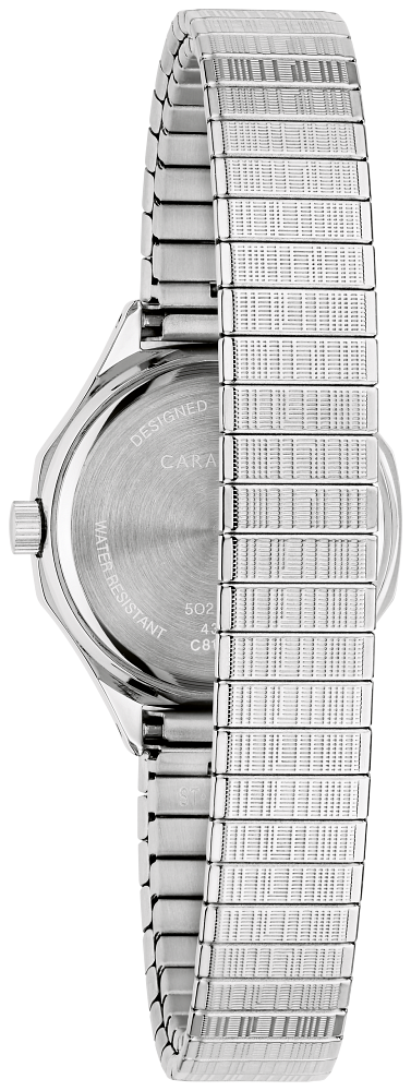 Robe vintage Caravelle – Cadran argenté 24 mm, ton argenté
