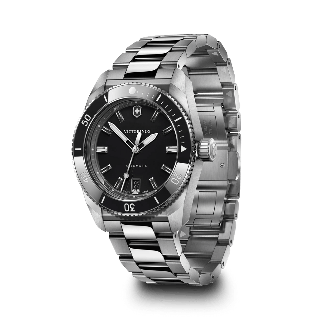 Victorinox Maverick 242105 39mm automatic watch with black dial and stainless-steel bracelet