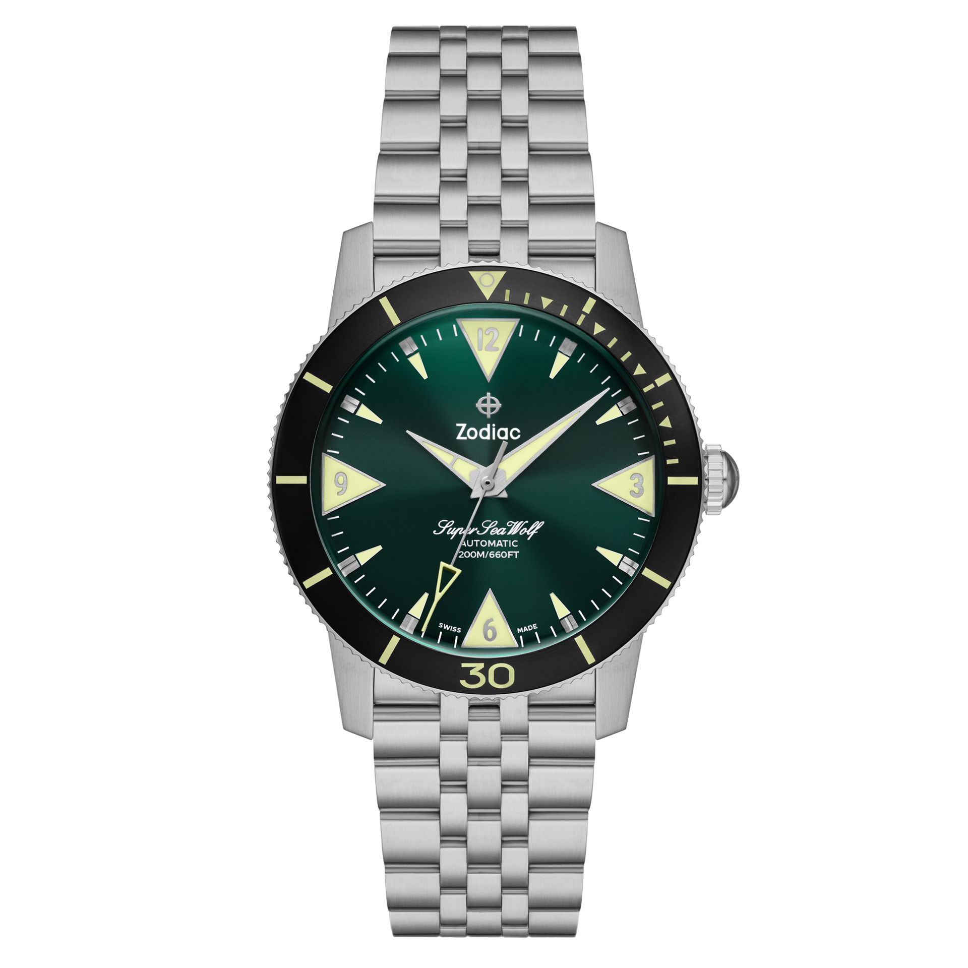 SF❹ Zodiac - Super Sea Wolf Skin Diver - Green Dial ZO9218