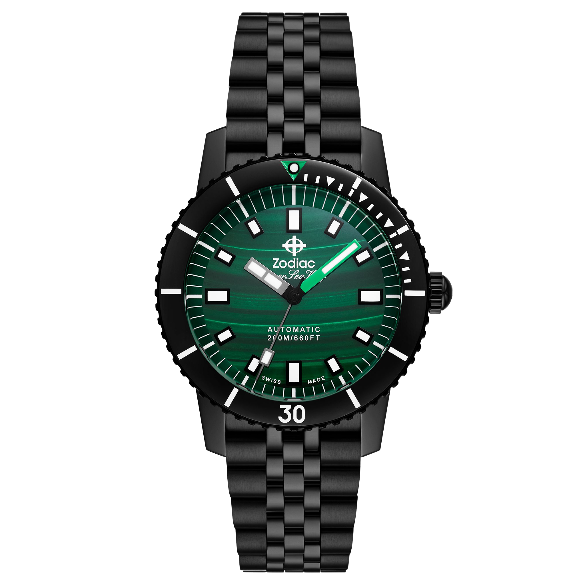 Zodiac - Super Sea Wolf Compression Diver - Genuine Malachite Dial