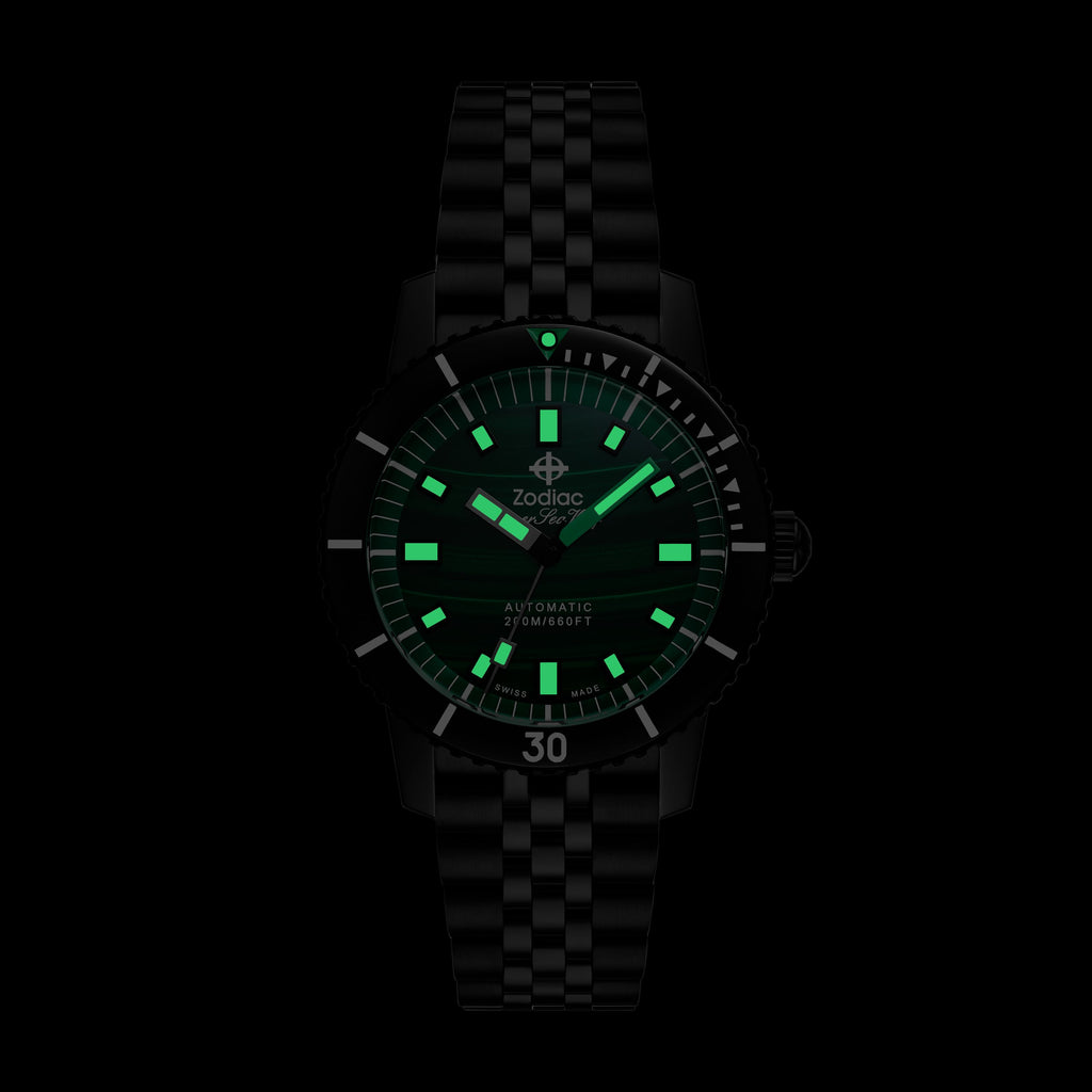 Zodiac - Super Sea Wolf Compression Diver - Genuine Malachite Dial