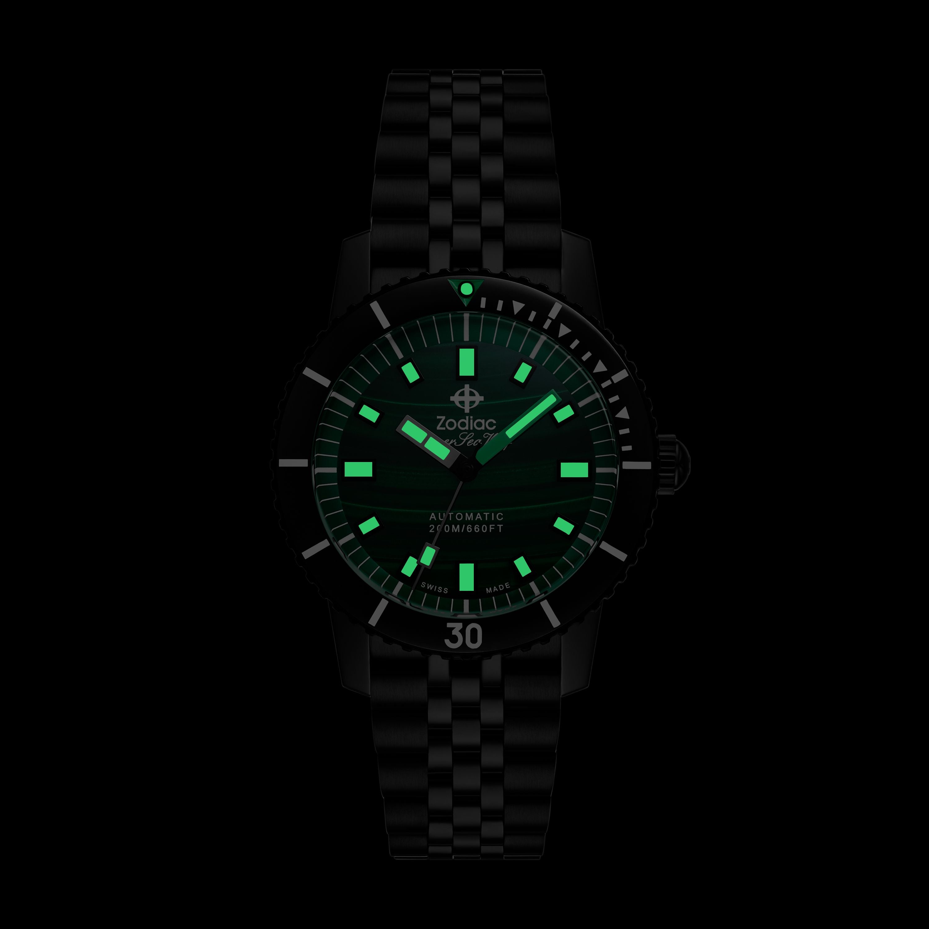 Zodiac - Super Sea Wolf Compression Diver - Genuine Malachite Dial