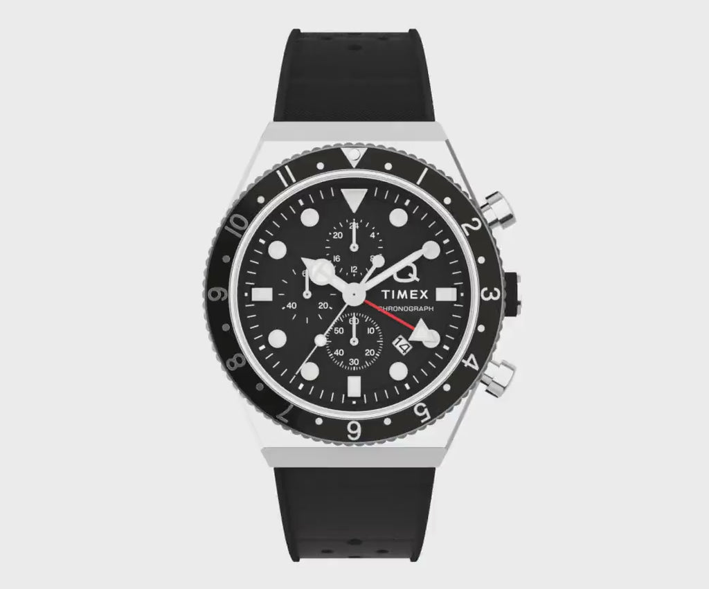 Timex - Q Reissue 40 mm - Chronographe à trois fuseaux horaires