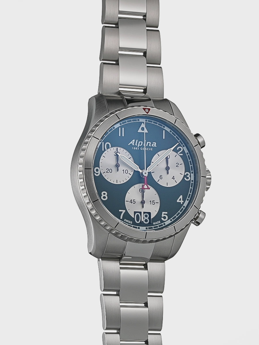 Alpina - Chronographe Pilot STARTIMER 41 mm - Cadran vert