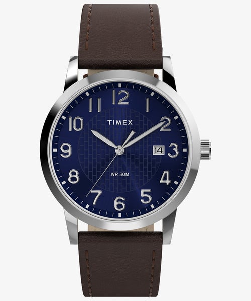 Timex Main Street 38mm Silver/Brown Watch - TW2Y67500