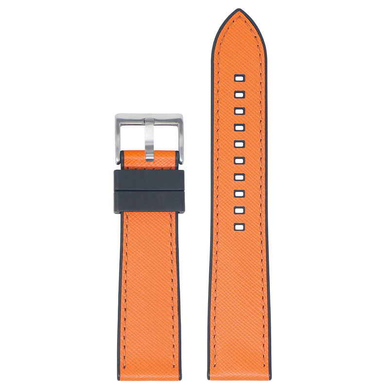 STRAPSCO - Dassari Saffiano Leather &amp; FKM Hybrid Rubber strap
