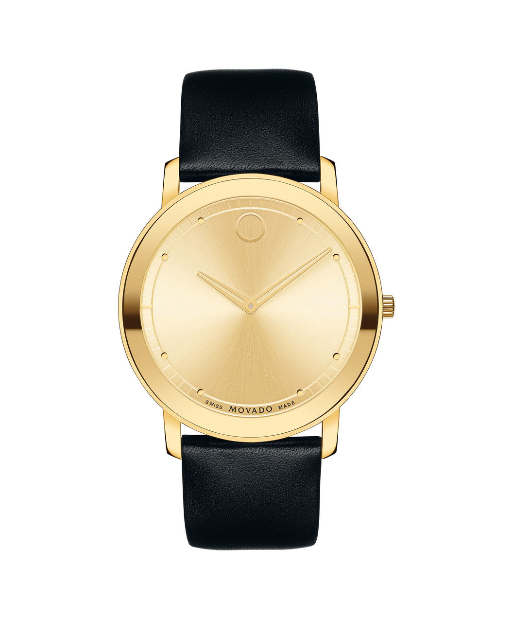 Movado Watch Sapphire Collection - Gold PVD on Black Leather