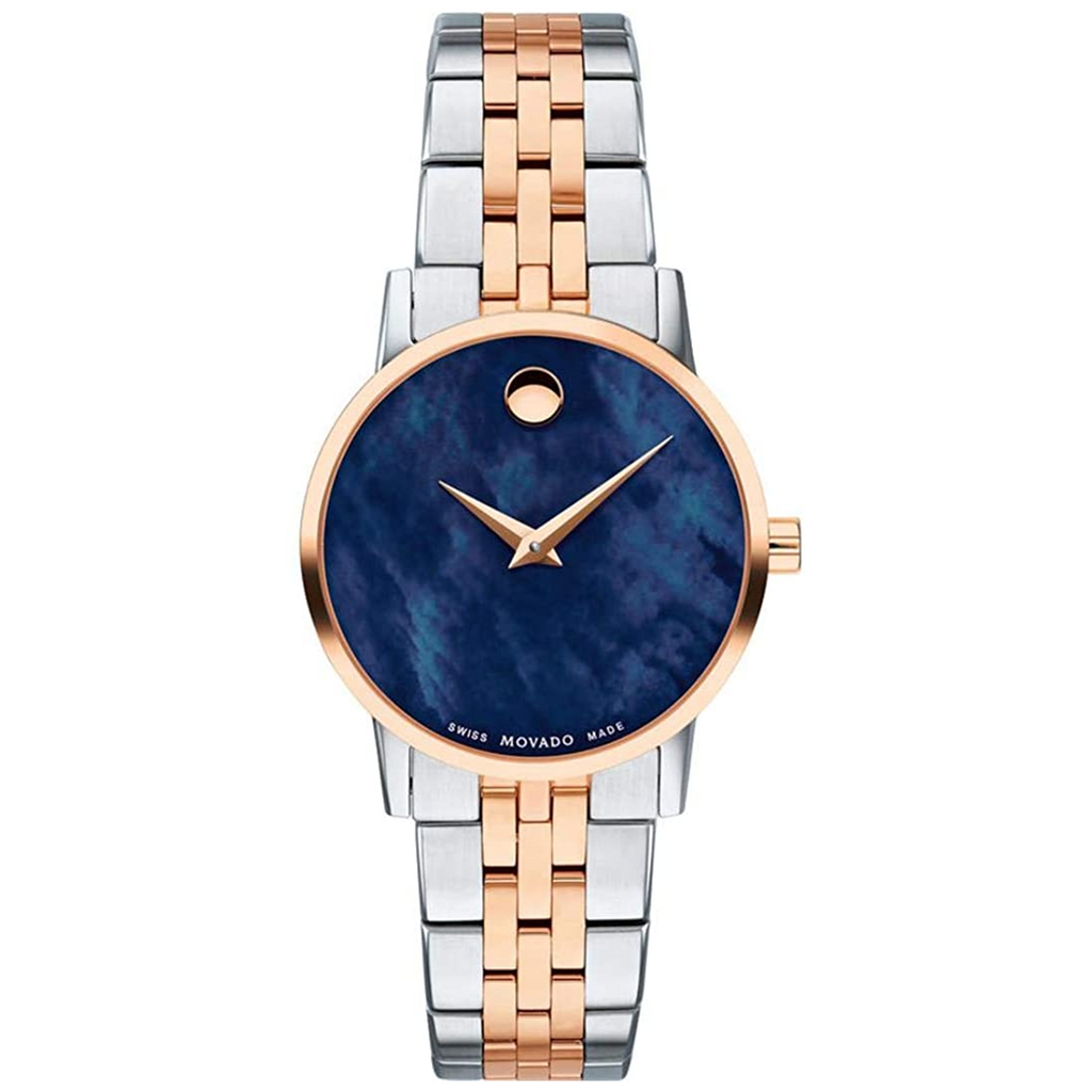 Movado gold watch blue face new arrivals