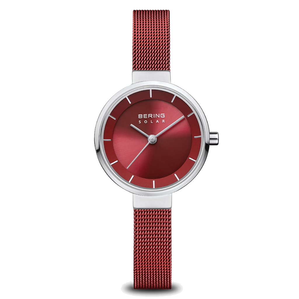 Bering Classic Solar - Polished Silver & Red