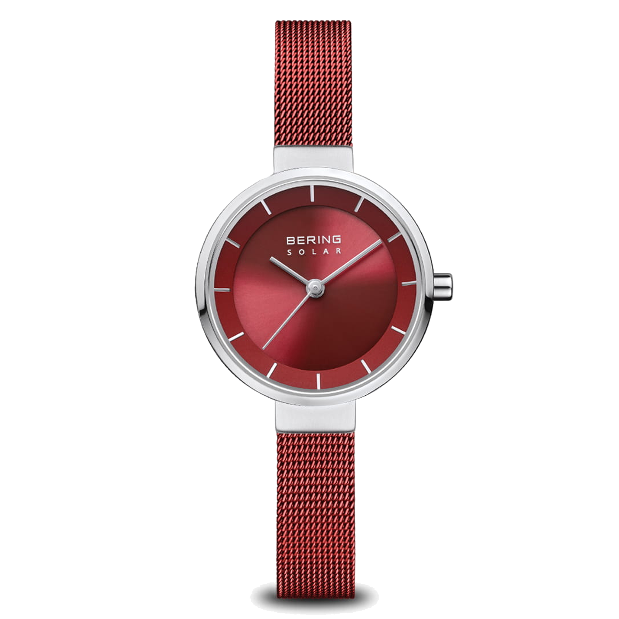 Bering Classic Solar - Polished Silver & Red