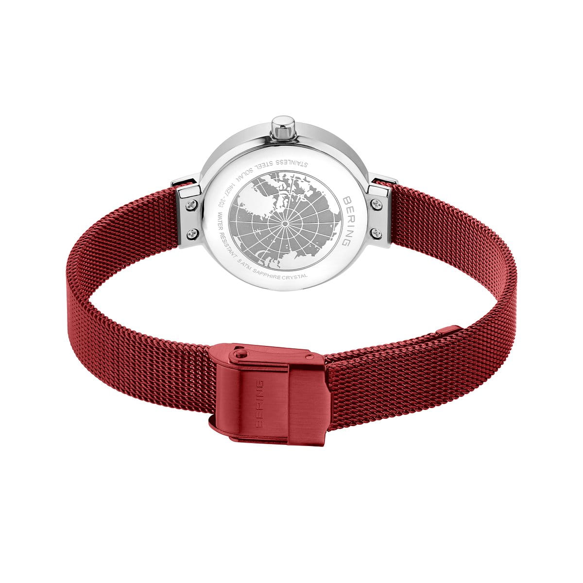 Bering Classic Solar - Polished Silver &amp; Red