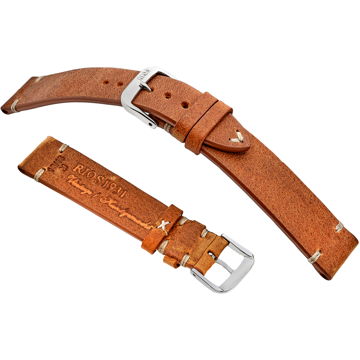 Cinturino Rios 1931 Vintage In Pelle Marrone Per Orologio Uomo, 18 Mm, Fibbia 16 Mm, Made In Germany