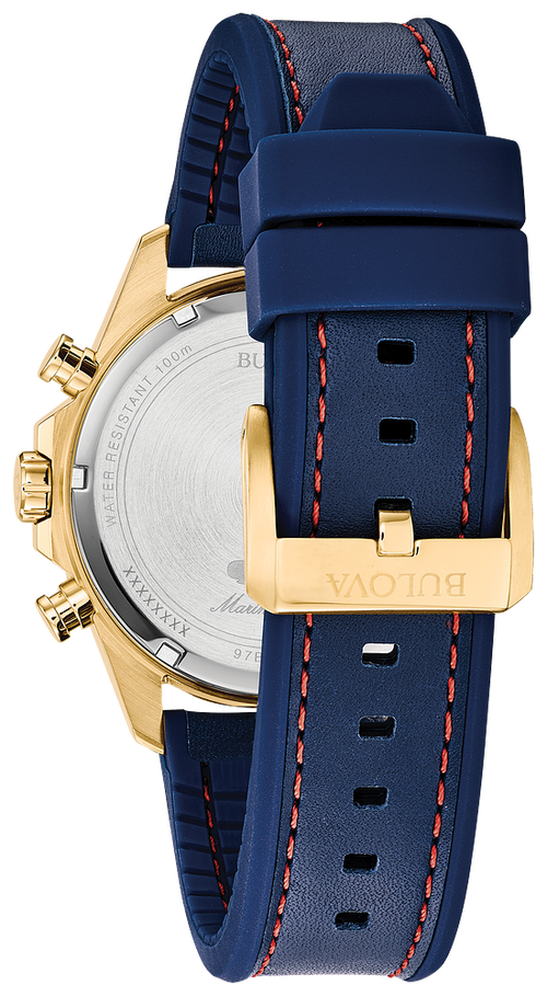 Bulova - Men's Marine Star Chronograph Watch in Gold Tone and Blue