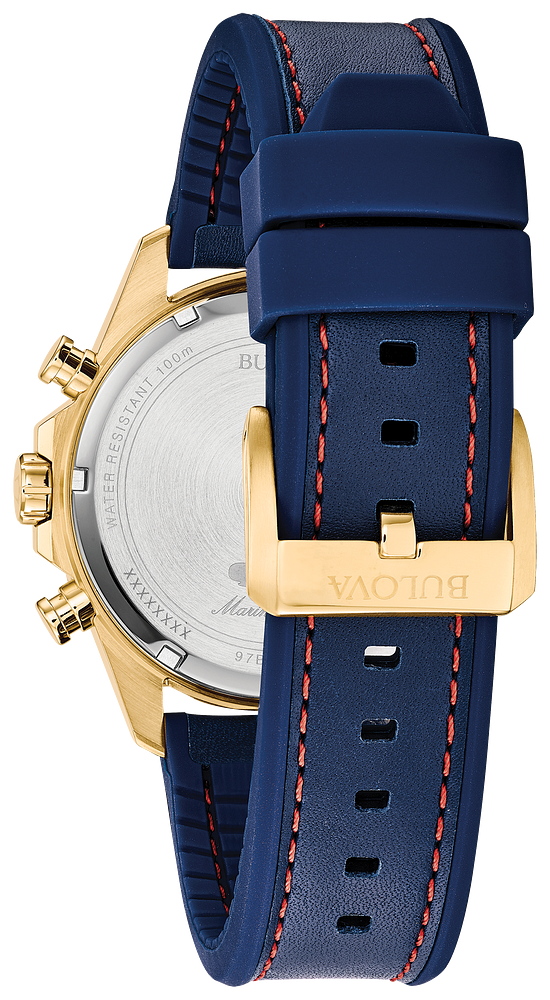 Bulova - Men&#39;s Marine Star Chronograph Watch in Gold Tone and Blue