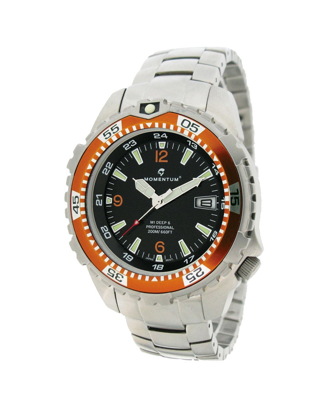 Momentum M1 Deep 6 - Acier inoxydable avec lunette orange - Bracelet en acier