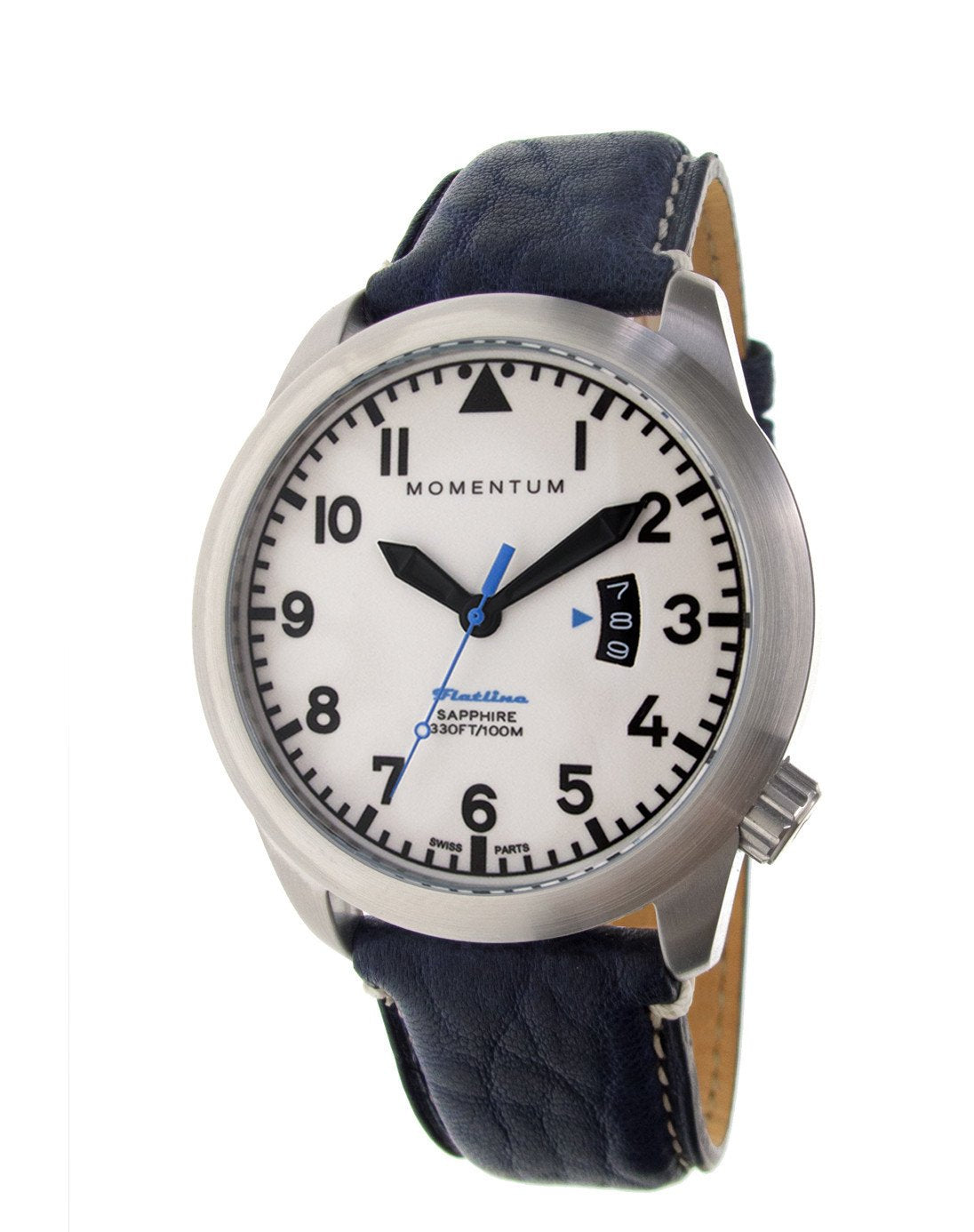 Momentum Flatline - White Dial with Blue &quot;Miro&quot; Leather
