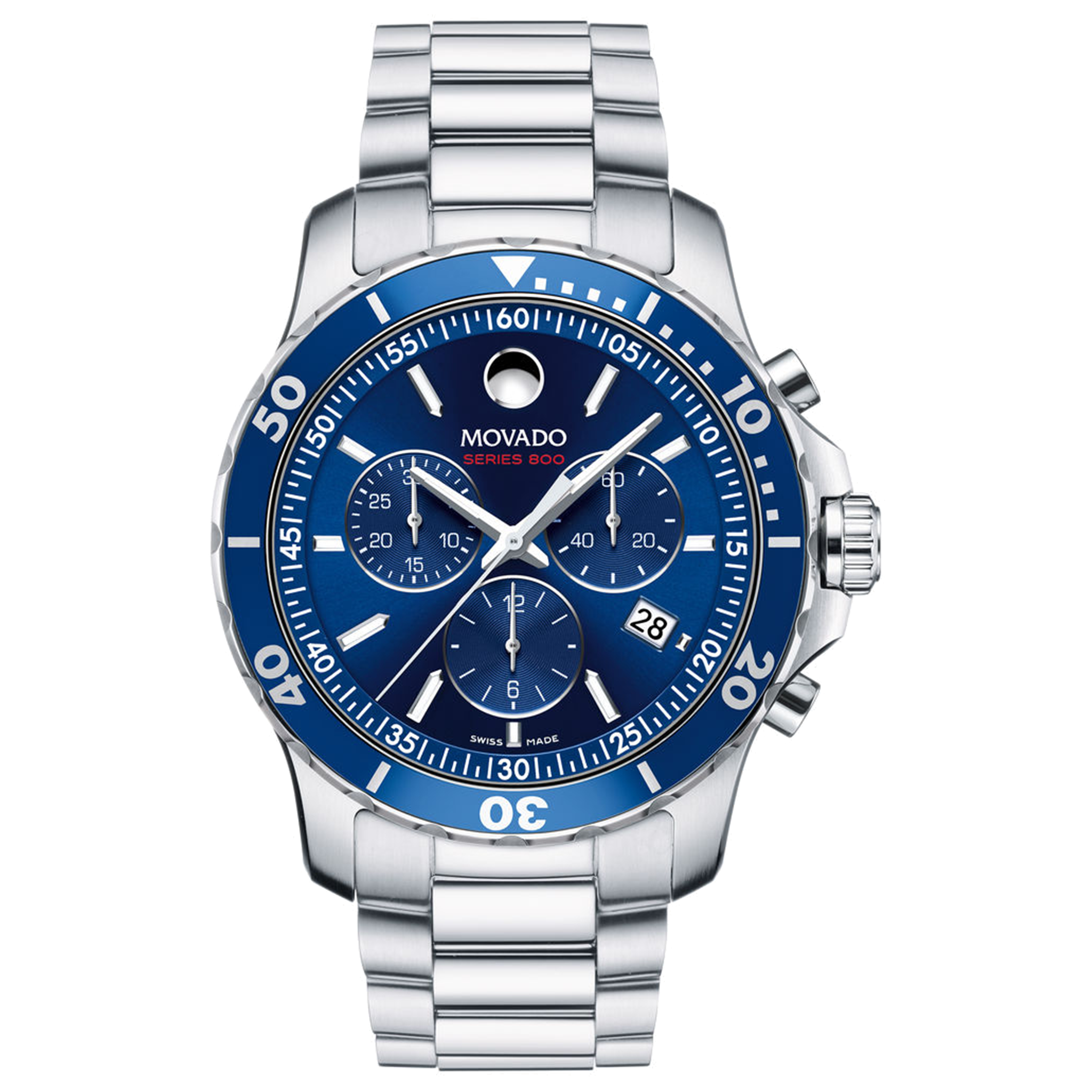Movado Series 800 Chronograph - Stainless Steel with Blue Dial
