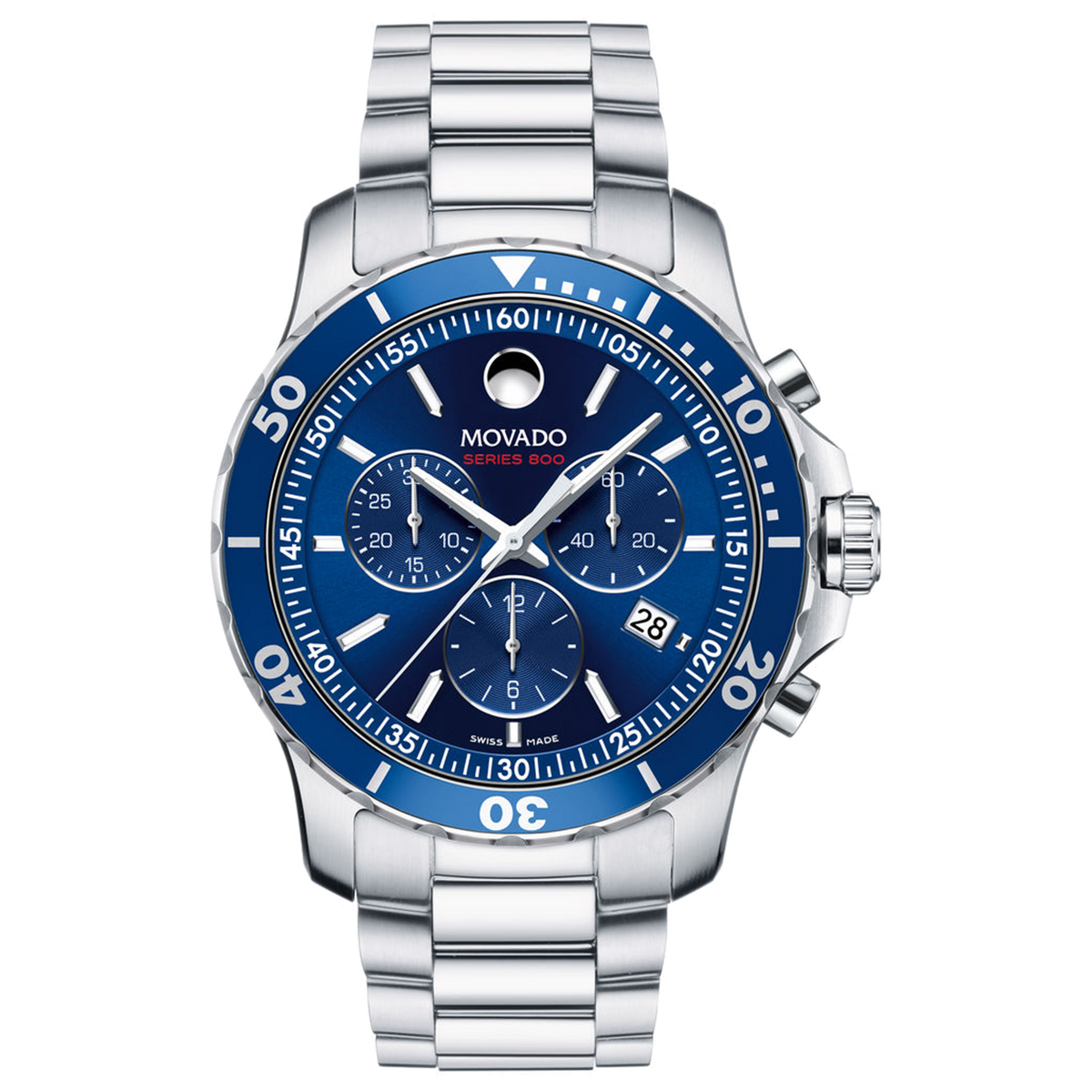 Movado Series 800 Chronograph - Stainless Steel with Blue Dial