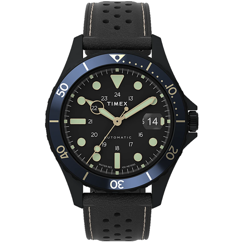 Timex - NAVI XL AUTOMATIC 41MM LEATHER STRAP WATCH 2V41400