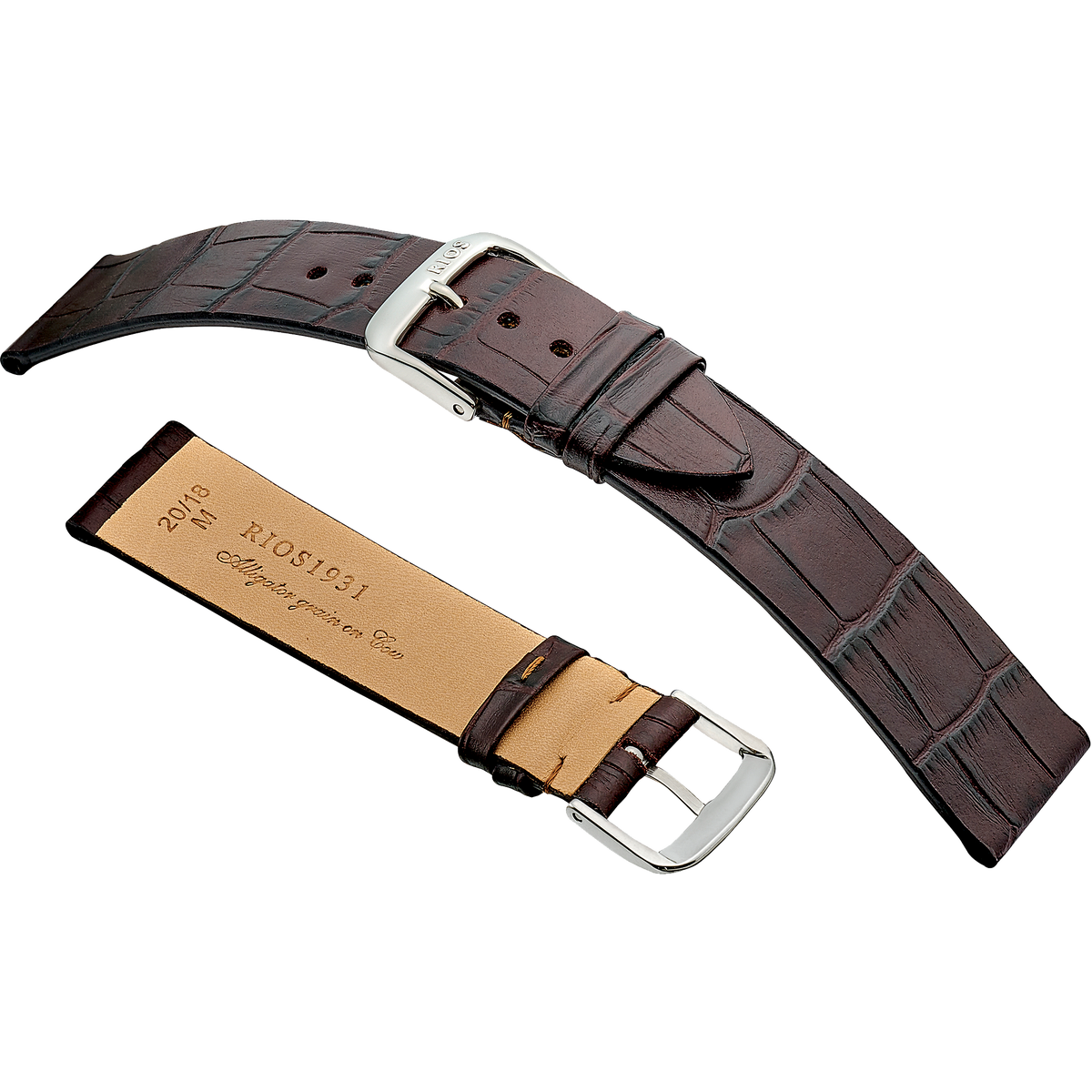 Horlogeband 22mm vintage perforated zwart leer Horlogeband 22mm vintage perforated zwart leer