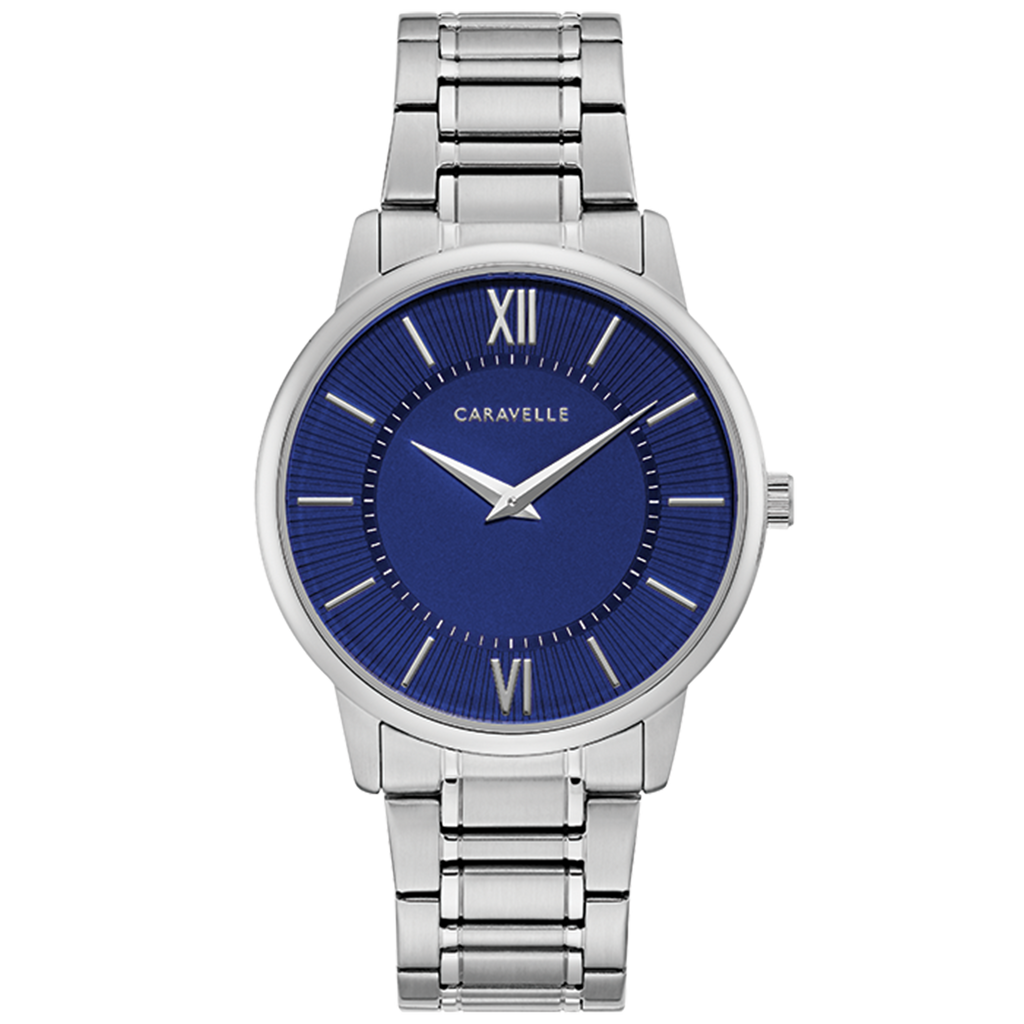 Caravelle Watch - Stainless Steel with Blue Dial