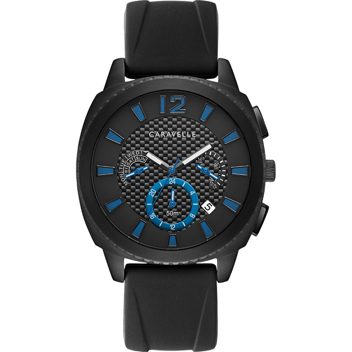 Caravelle Watch - Black Steel with Blue Accents
