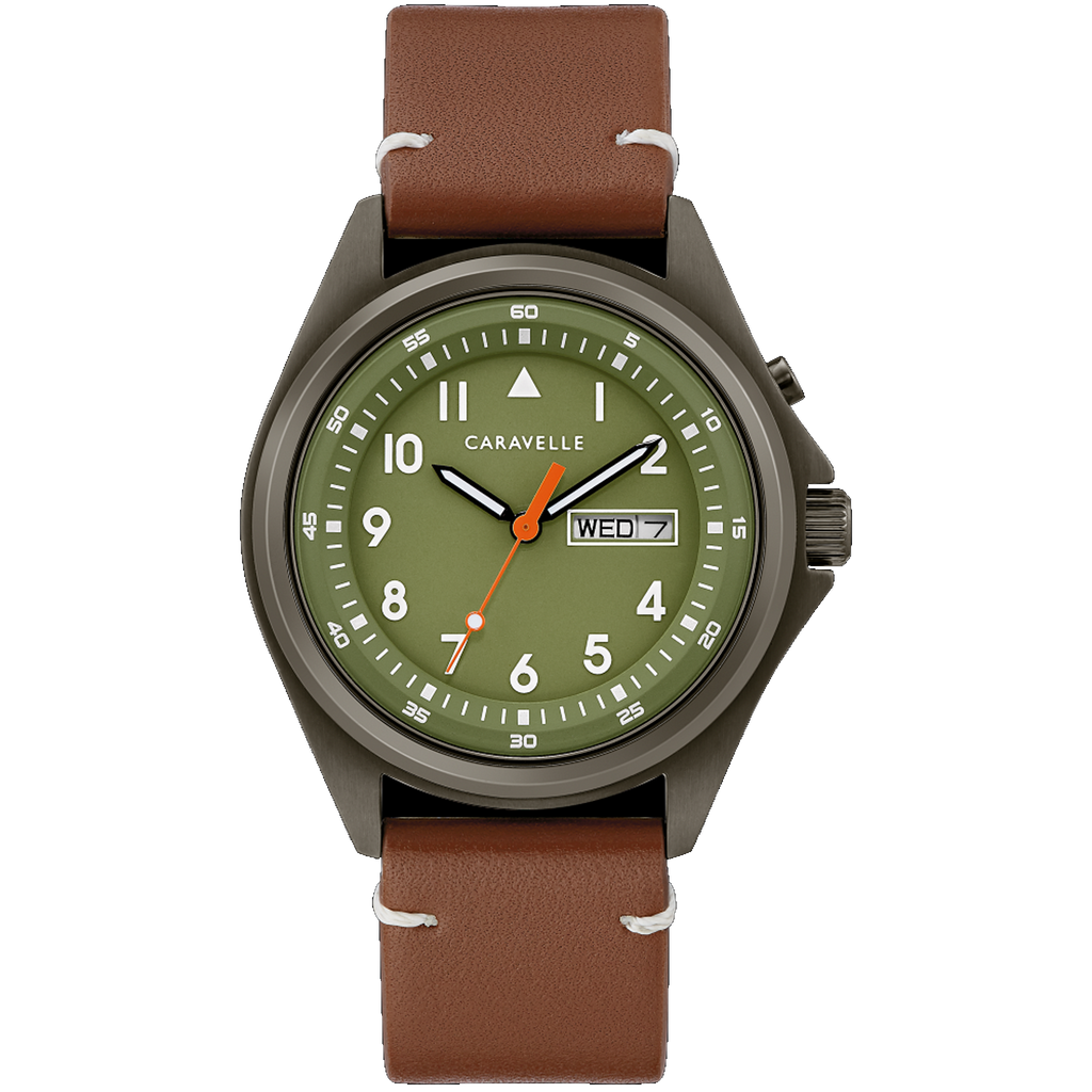 Caravelle Watch - Green Dial With Light