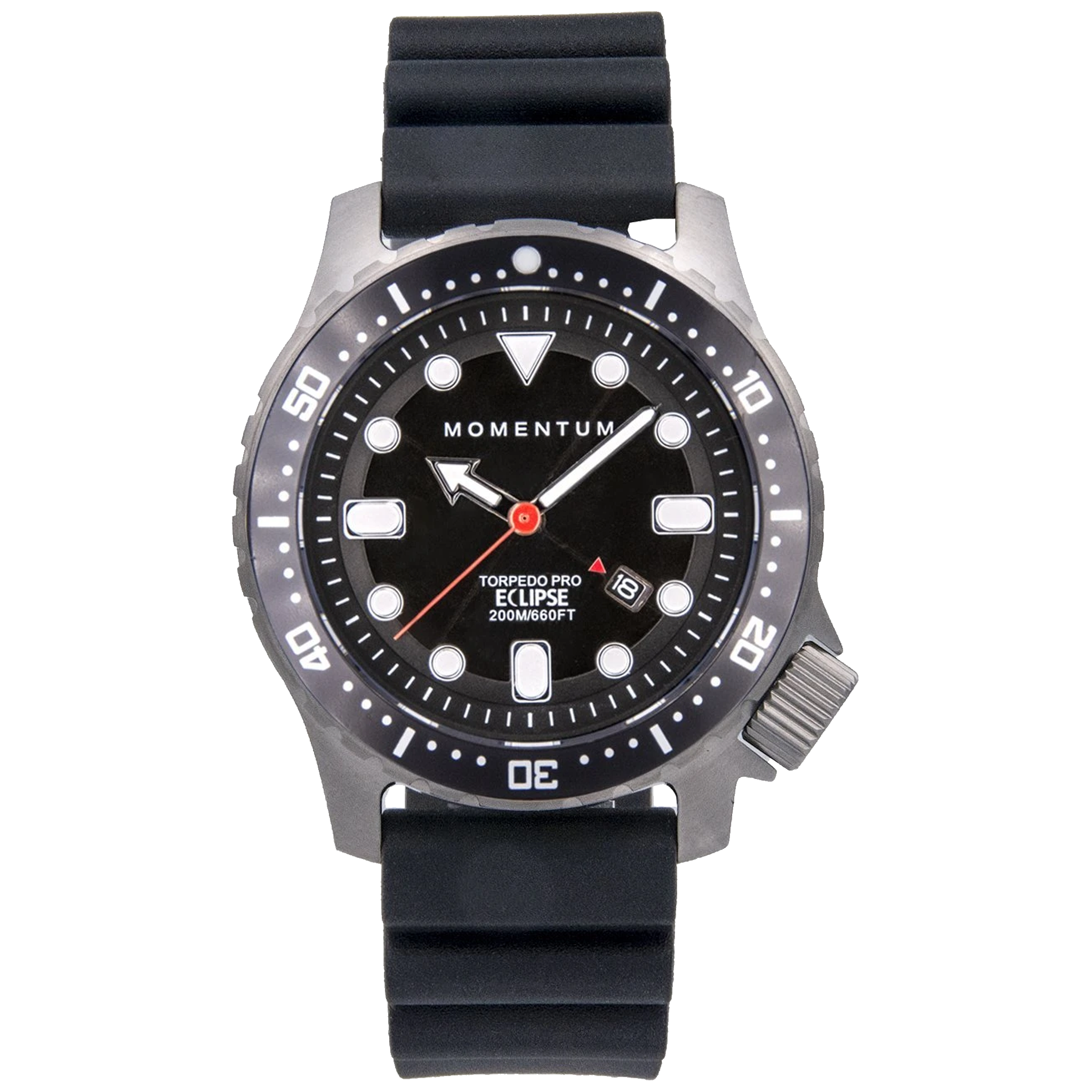 Momentum Torpedo Pro Eclipse Solar - Black Dial, Black rubber strap