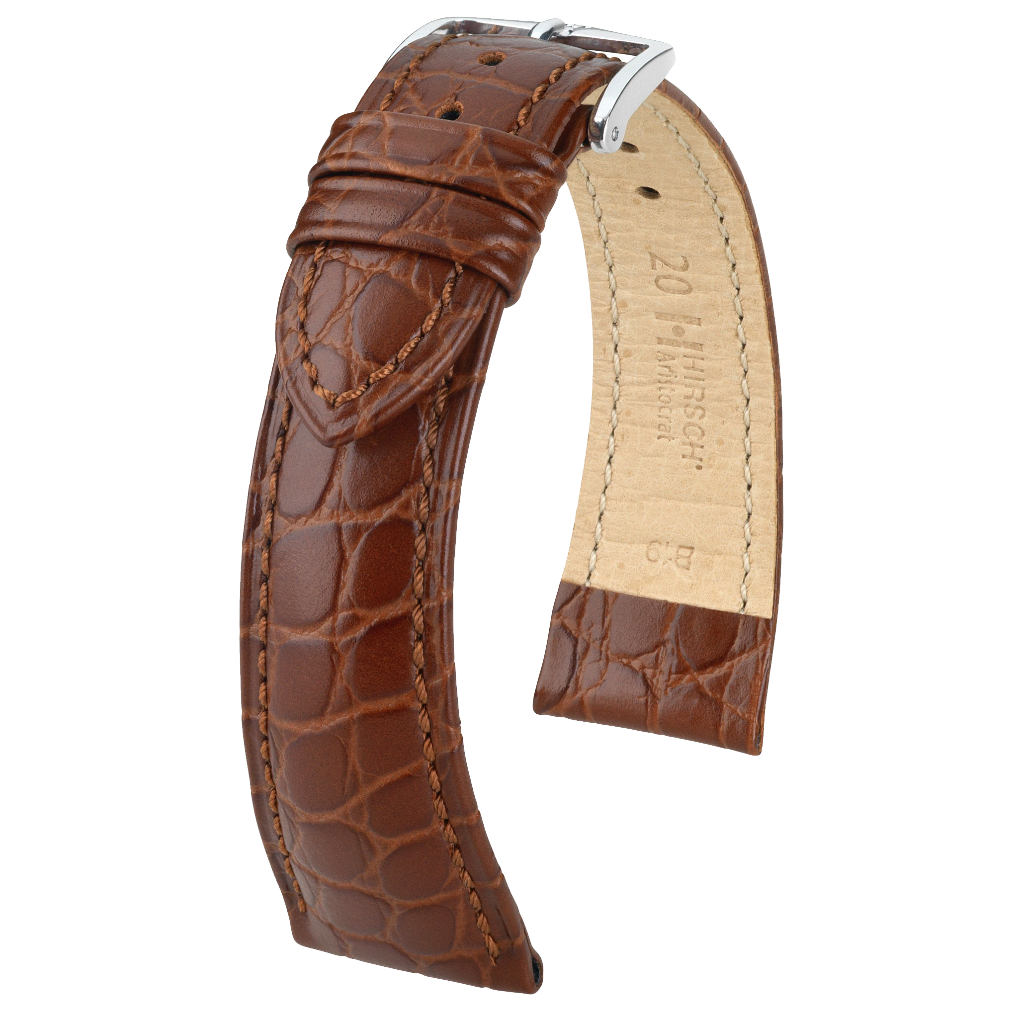 Hirsch ARISTOCRAT Croco Embossed Leather Watch Strap