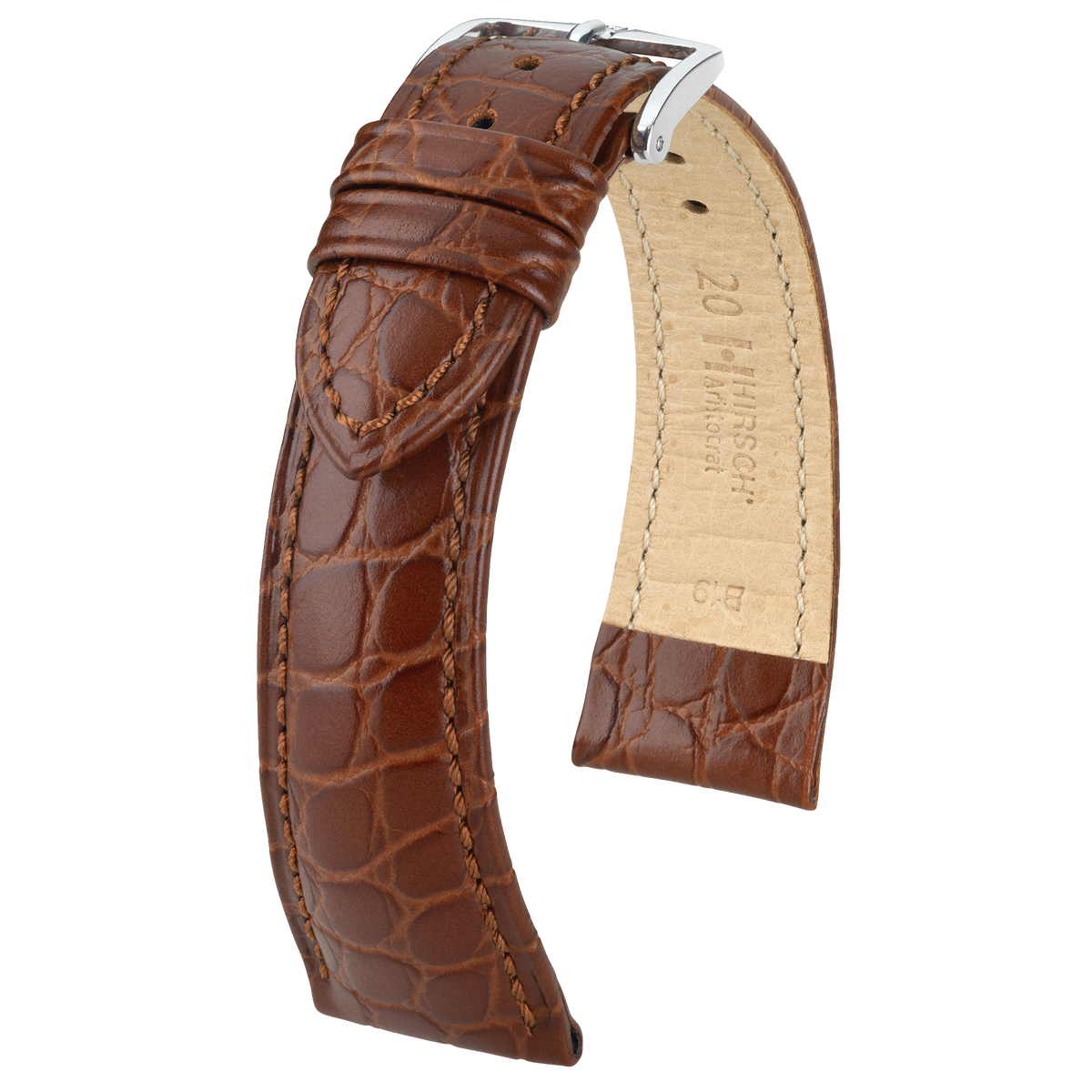Hirsch ARISTOCRAT Croco Embossed Leather Watch Strap