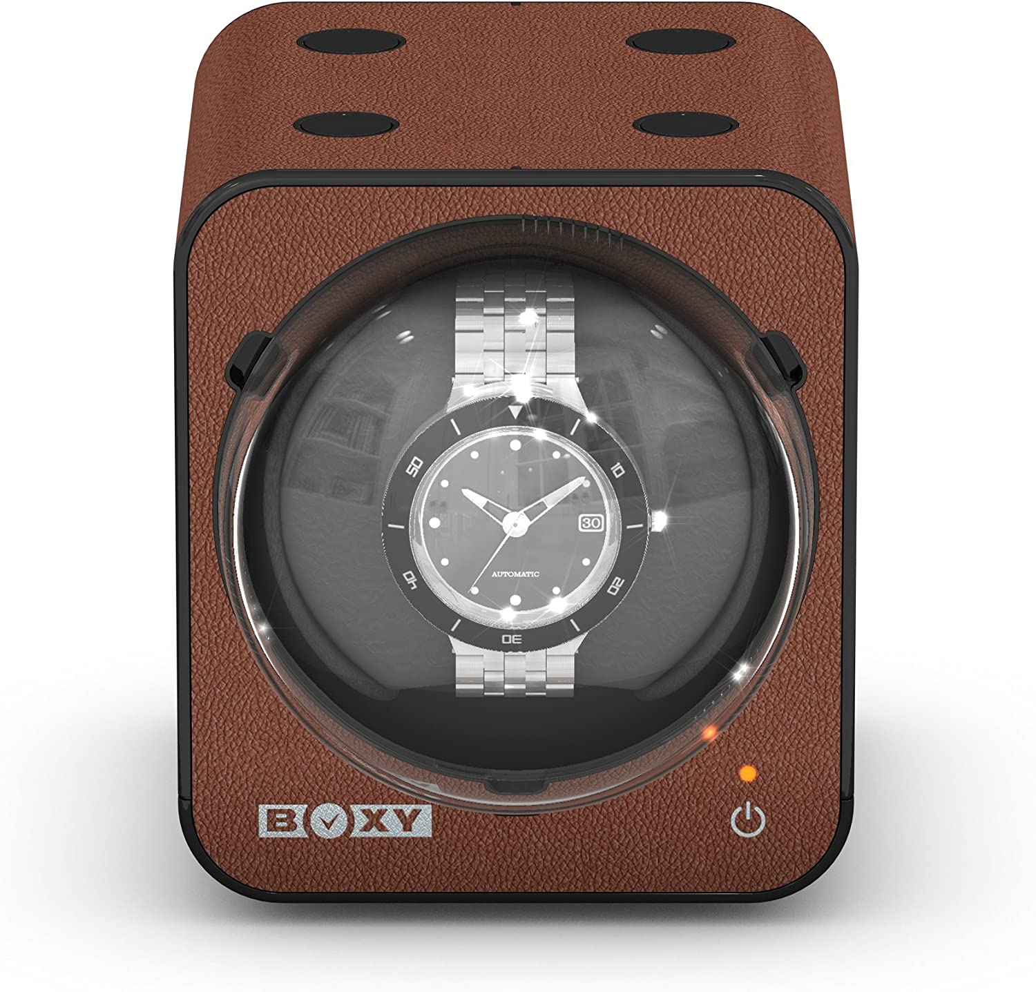 Boxy Watch Winder - Fancy Brick Winder System - Leather