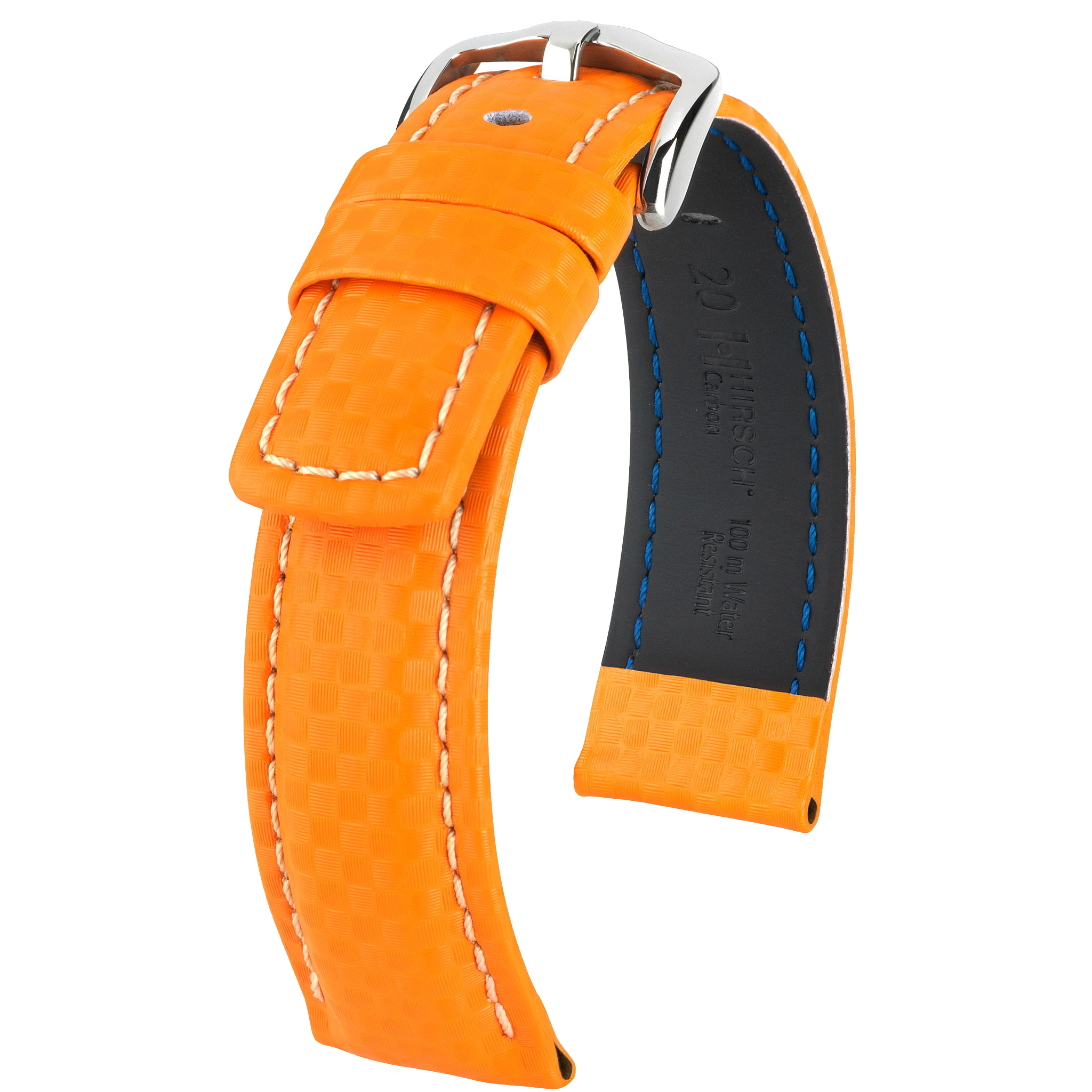 Hirsch CARBON Embossed Waterproof Leather Watch Strap