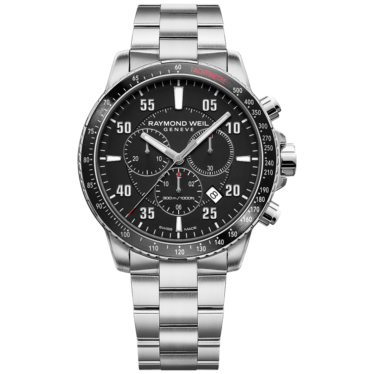 Raymond Weil Watch - Tango 43MM Men&#39;s Black Steel Quartz Chronograph