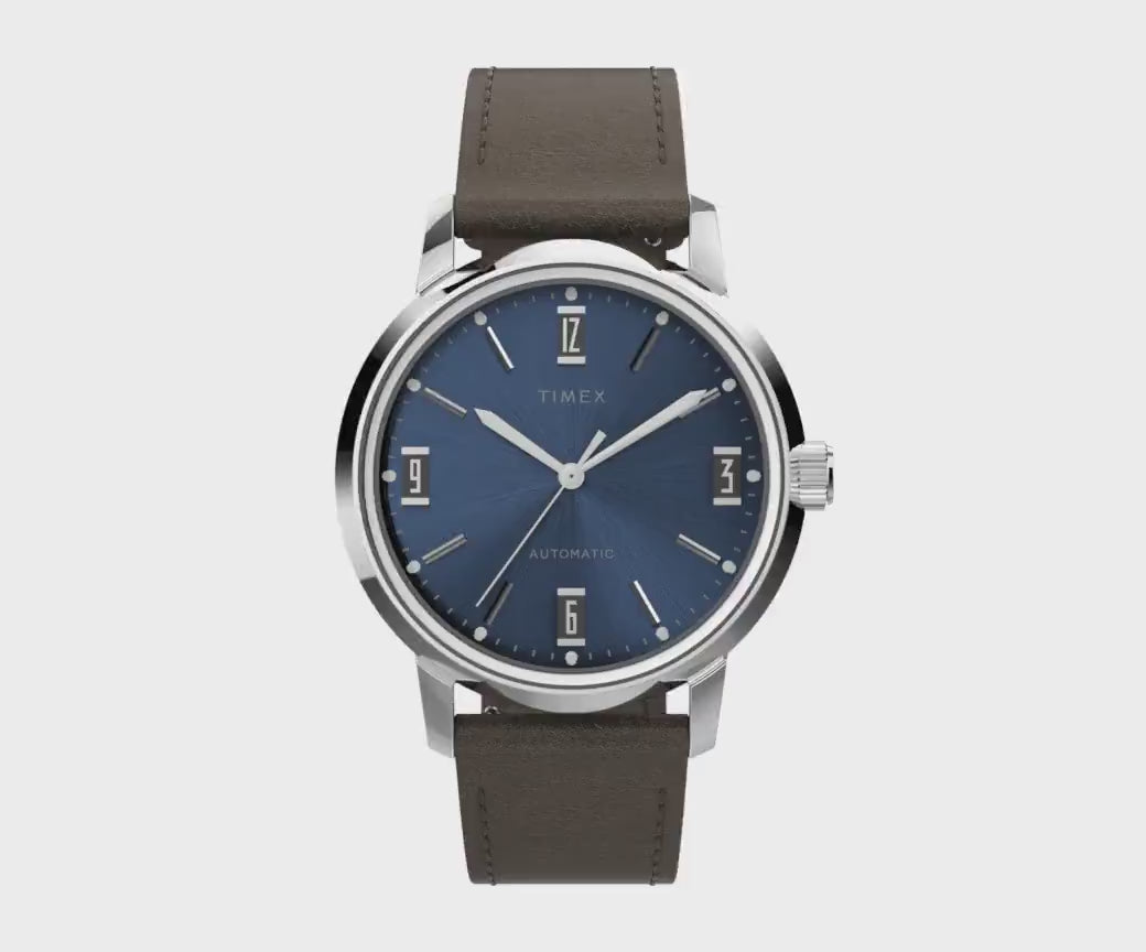ਟਾਈਮੈਕਸ - ਮਾਰਲਿਨ® ਆਟੋਮੈਟਿਕ 40mm ਲੈਦਰ ਸਟ੍ਰੈਪ ਵਾਚ