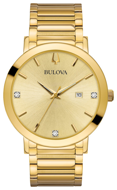 Bulova - Men's Modern Diamond Watch in Gold Tone
