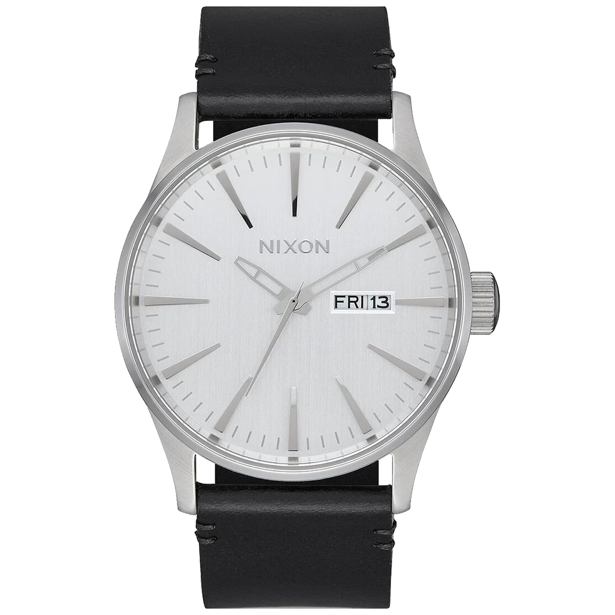 Nixon Sentry 42mm Leather - All Silver/Black A105-2871