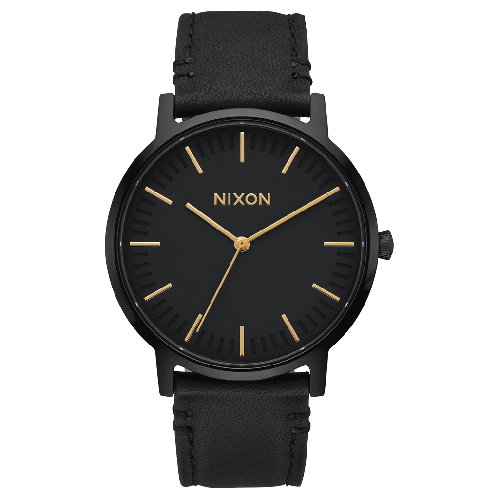 Nixon Watch - Porter Leather: All Black/Gold A1058-1031