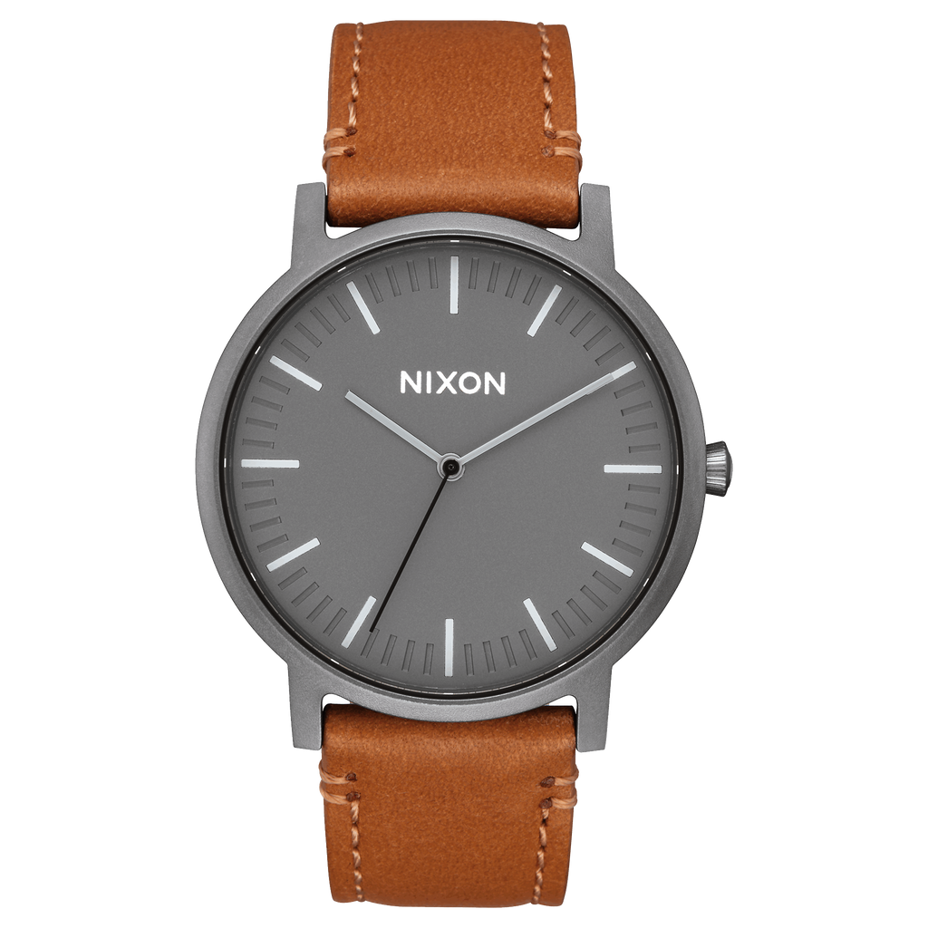 Nixon Watch - Porter Leather: Gunmetal/Charcoal/Taupe A1058-2494