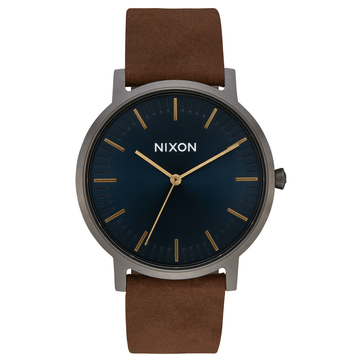 Nixon Watch - Porter 40mm Leather: Gunmetal/Indigo/Brown