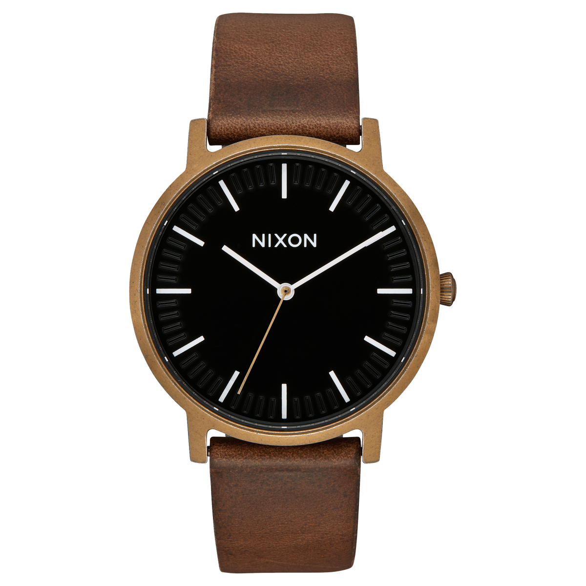 Nixon Watch - Porter 40mm Leather: Brass/Black/Brown