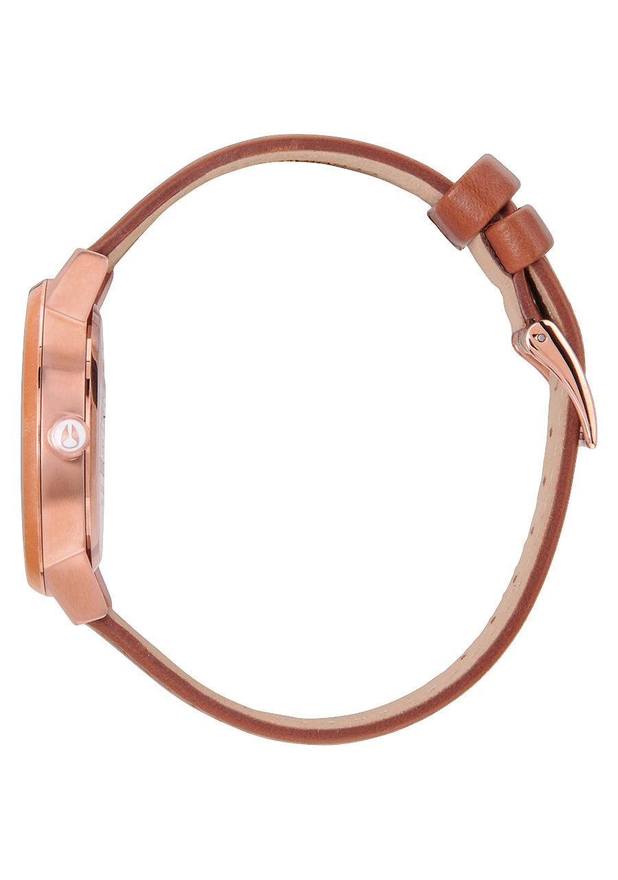 Nixon Watch Kensington Leather - Rose Gold / White