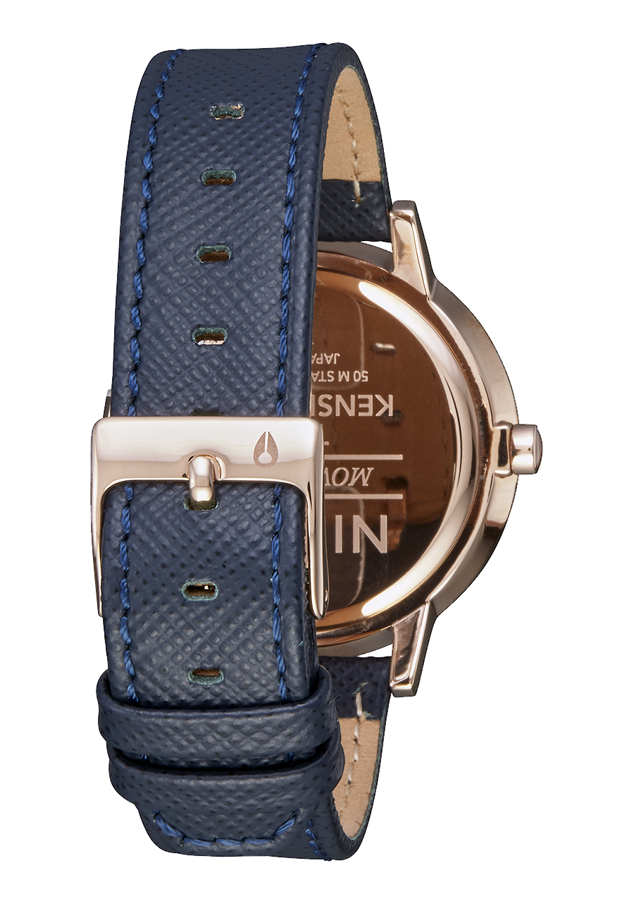 Montre Nixon Kensington en cuir - Bleu marine/or rose