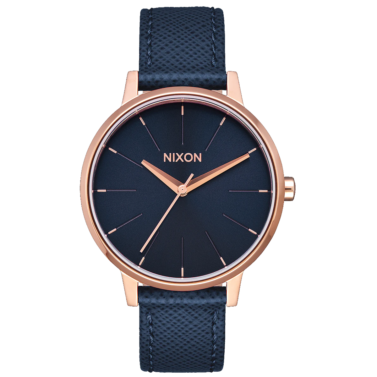 Nixon Watch Kensington Leather - Navy/Rose Gold