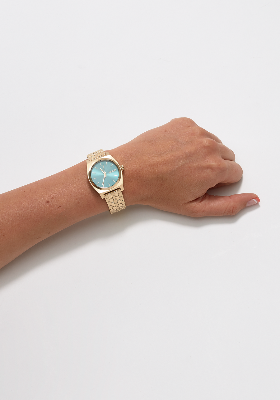 Nixon Watch - Medium Time Teller: Light Gold/Turquoise